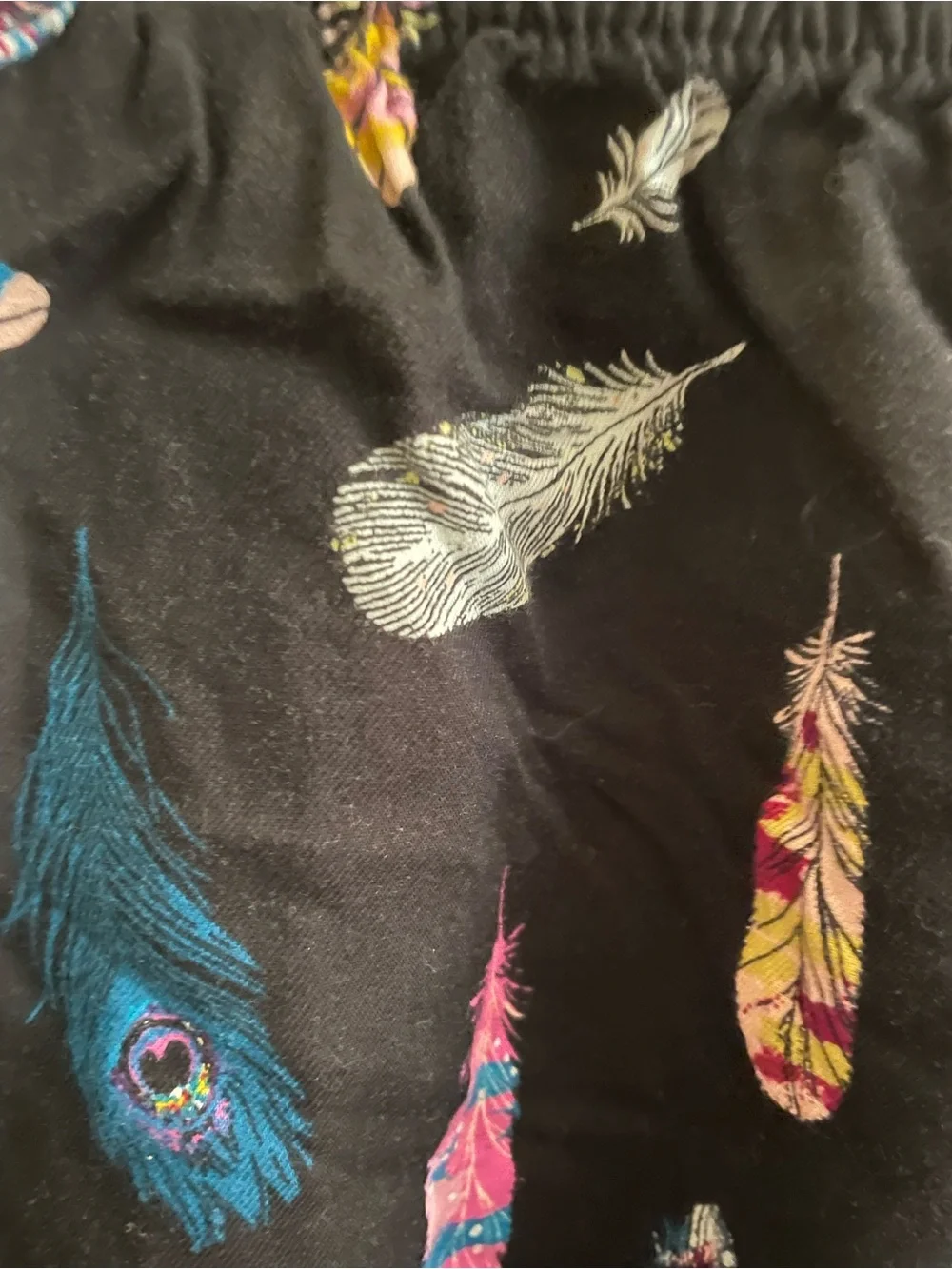 Joyspun Feather Print Pajama Shorts Medium Black Cotton Blend Lounge Shorts